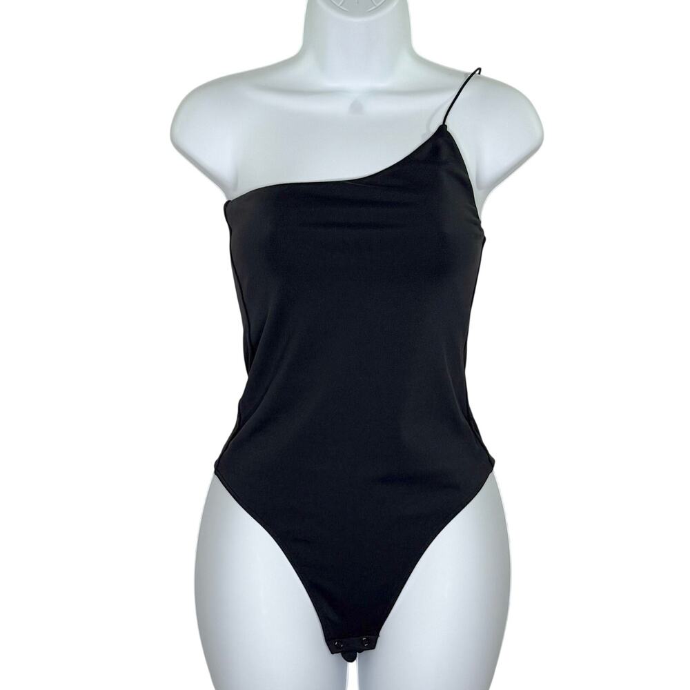 Babaton Contour One Shoulder Cami Bodysuit Medium Black Layering Minimalist